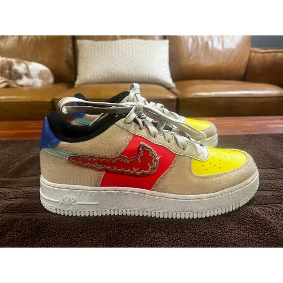 Nike Air Force 1 Low GS Multicolor Sneakers Shoes Removable Swoosh Kid Youth 4Y - Picture 3 of 10